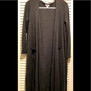 LulaRoe Sarah Cardigan Grey Waffle Medium